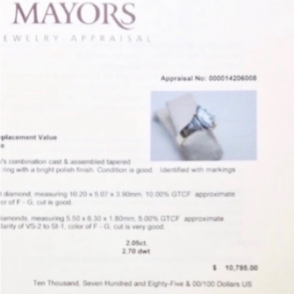 2+ CT Marquise Diamond Engagement Ring ✶ Trillions Stones ✶ 14K Gold ✶ Mayors - Picture 12 of 16